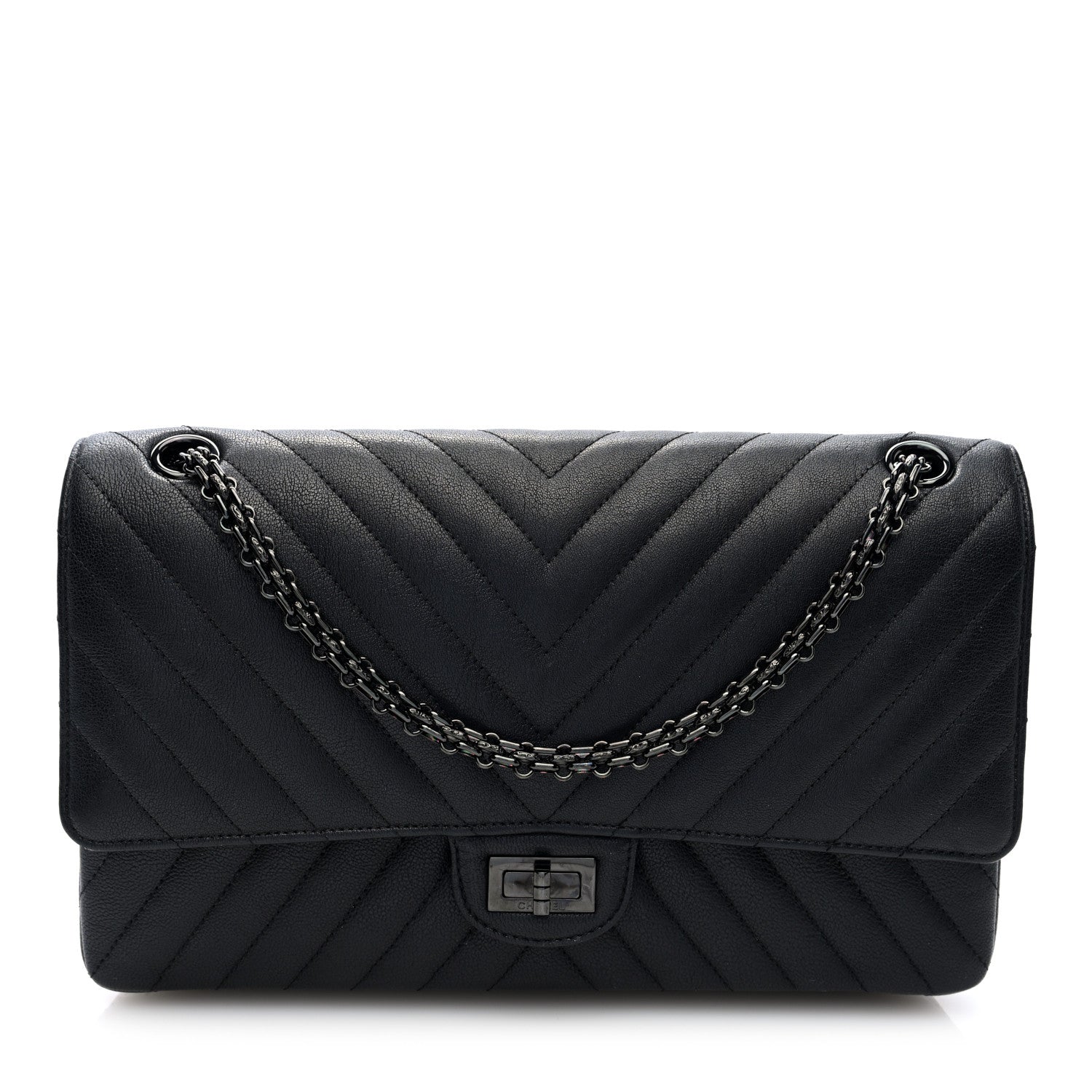 Chanel Sheepskin Chevron Quilted 2.55 Reissue 226 Flap So Black 1 of 11
