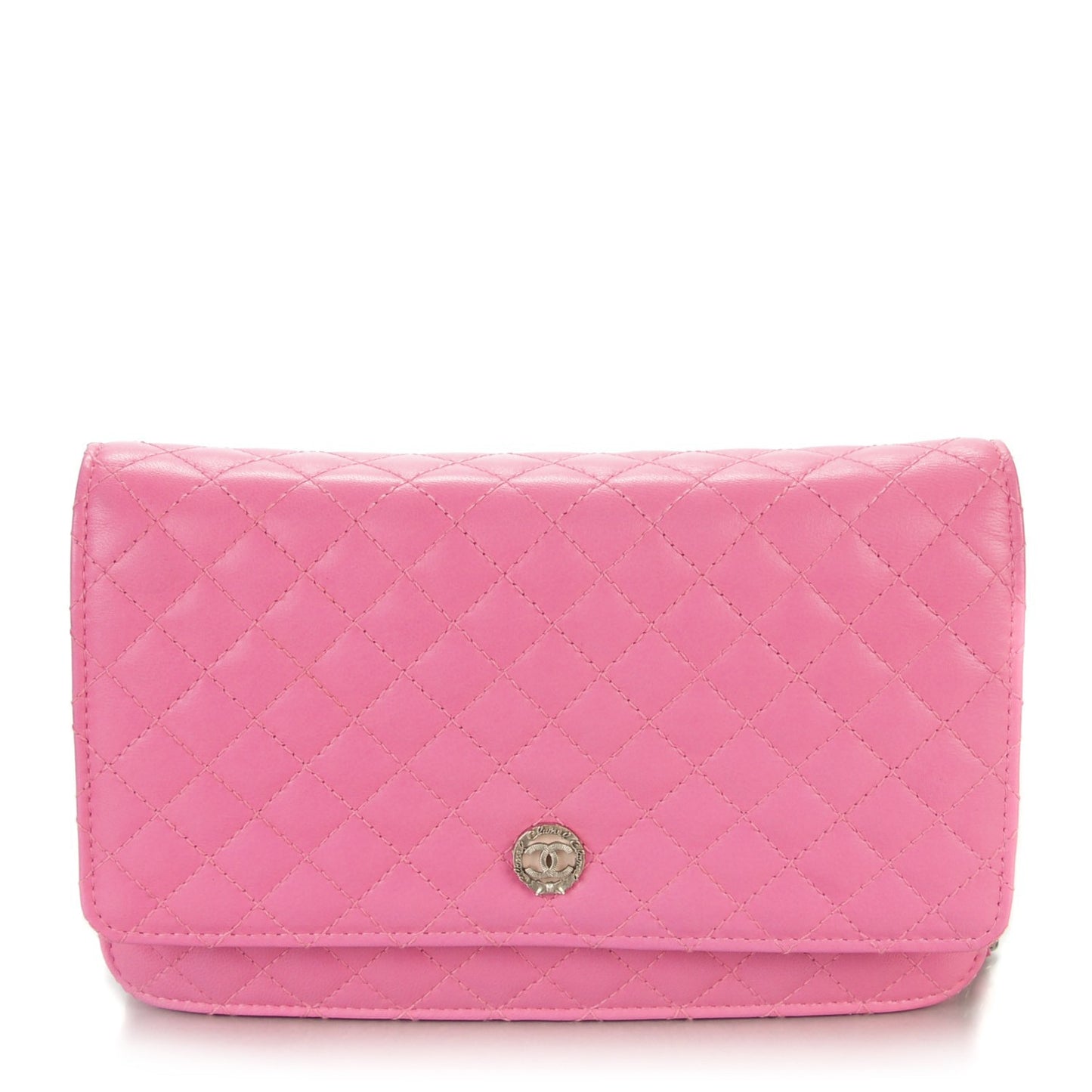 Lambskin Micro Quilted Wallet On Chain WOC Pink