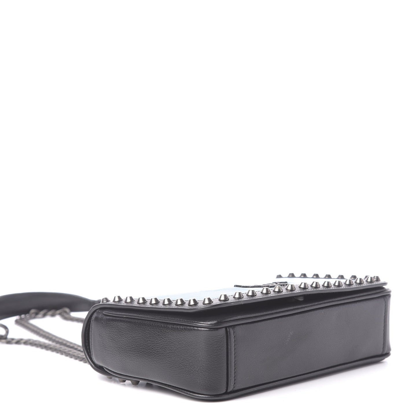 Glace Calfskin Studded Crossbody Turchese Black