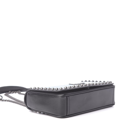 Prada Glace Calfskin Studded Crossbody Turchese Black 5 of 13