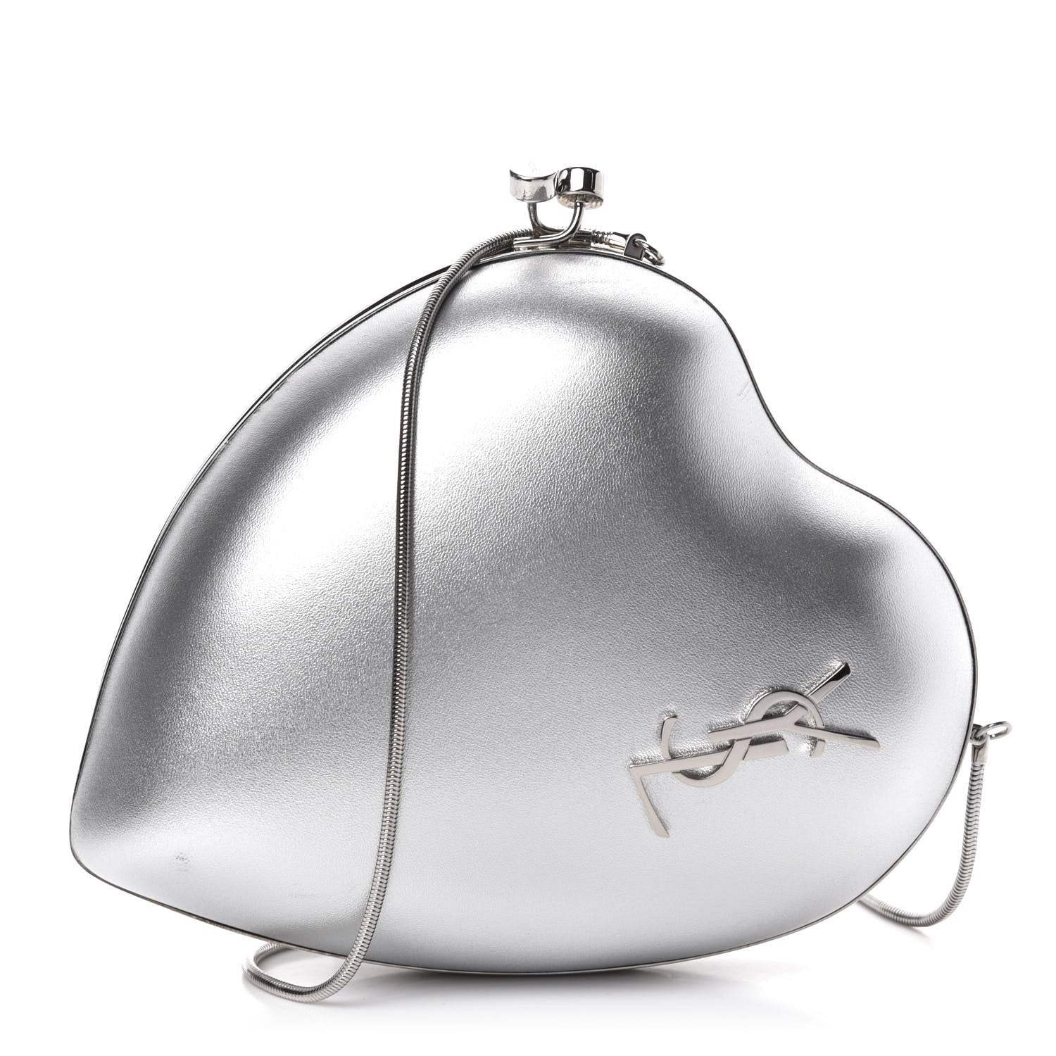 Saint Laurent Smooth Calfskin Heart Monogram Love Box Crossbody Silver 1 of 9
