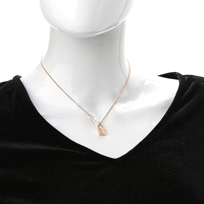 Hermes 18K Rose Gold Diamond Amulettes Cadenas Pendant Necklace 2 of 5