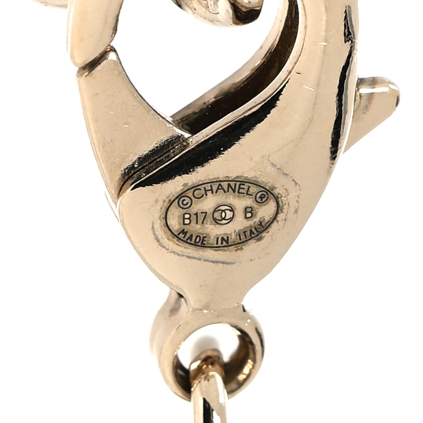 Lambskin Crystal CC Logo Charming Necklace Gold Black