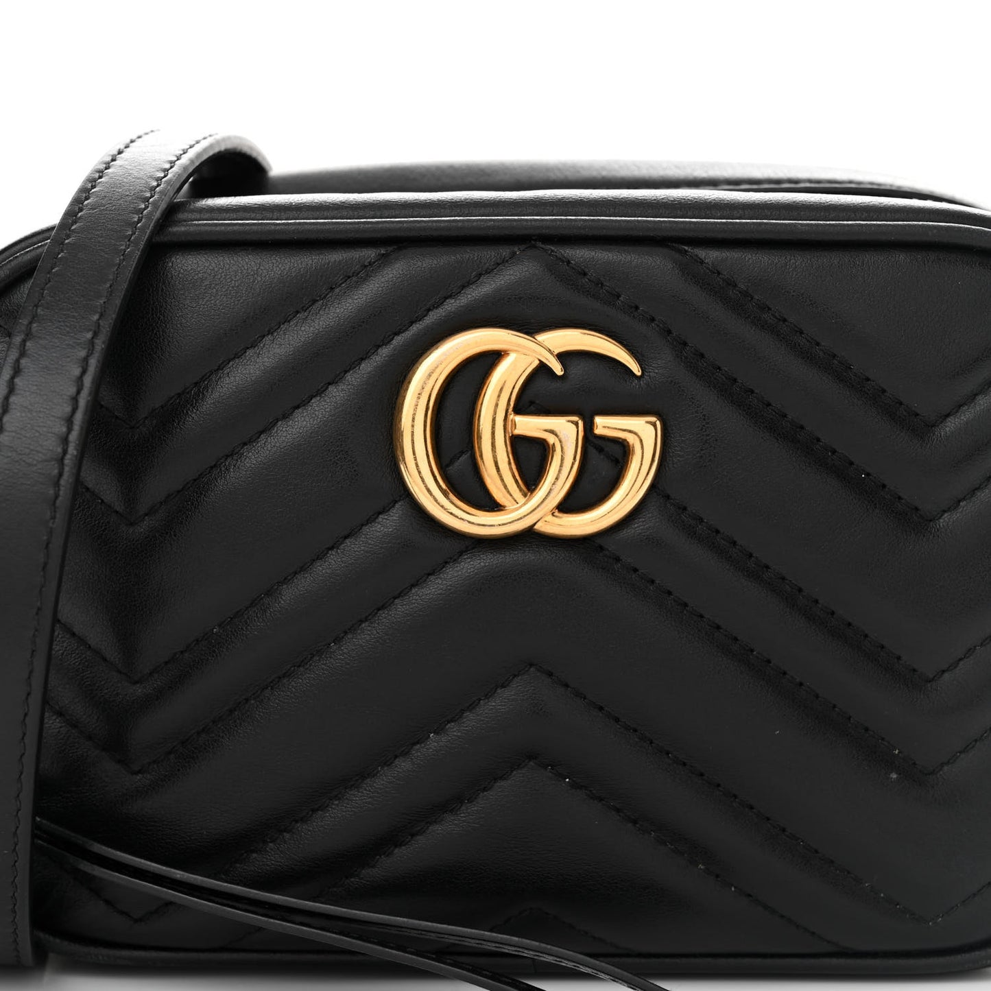 Calfskin Matelasse Mini GG Marmont Chain Shoulder Bag Black