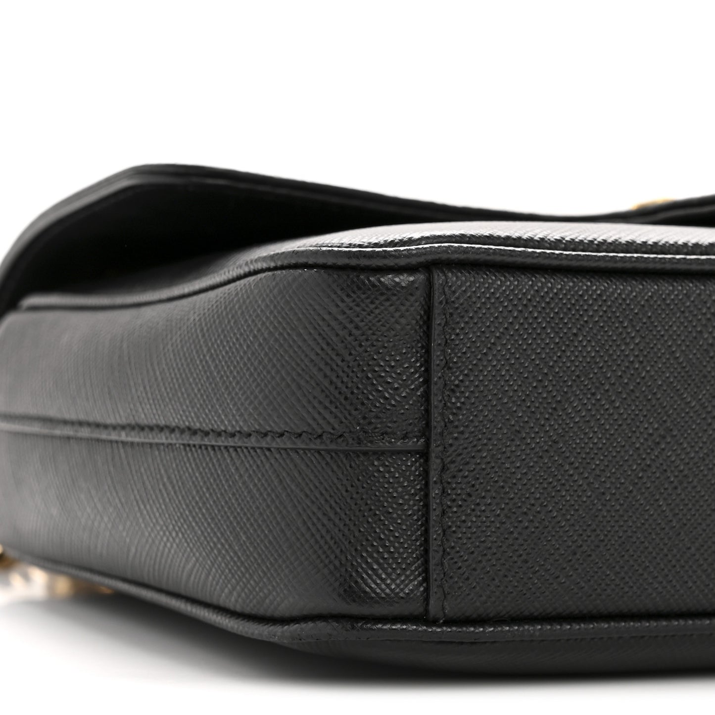 Saffiano Flap Shoulder Bag Black