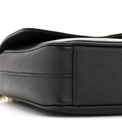 Prada Saffiano Flap Shoulder Bag Black 10 of 14