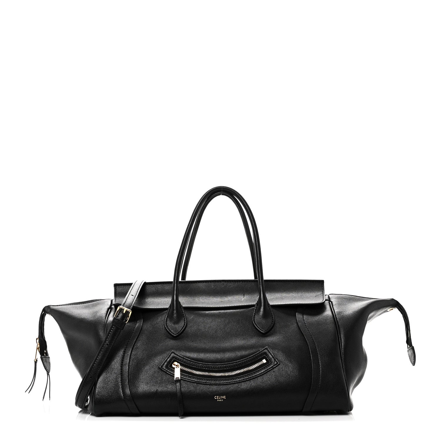 CELINE ブラックハンガー 7本セット Celine Supple Shiny Lambskin Medium Smiling New Luggage Black
