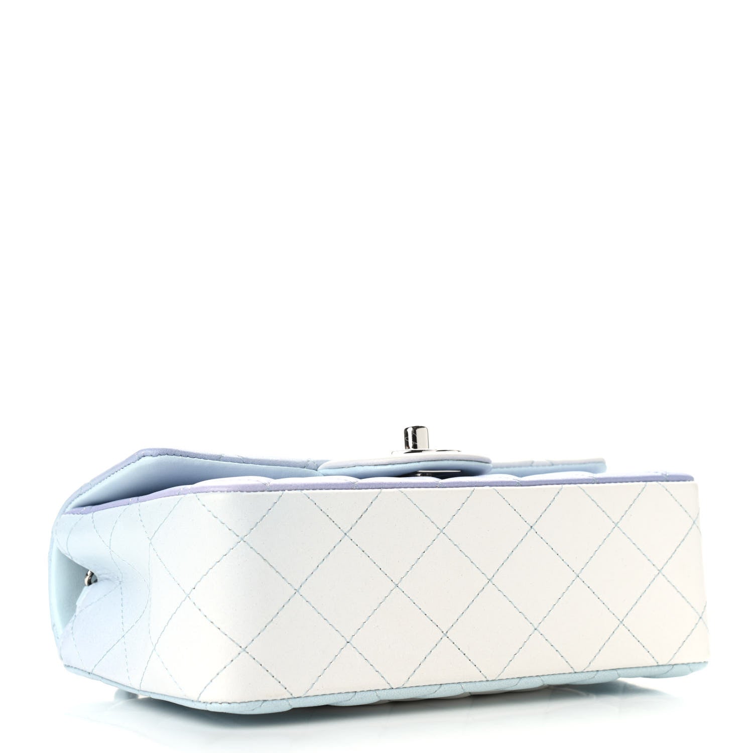 Chanel Perforated Lambskin Quilted Mini Rectangular Flap Light Blue Light Purple White 4 of 9