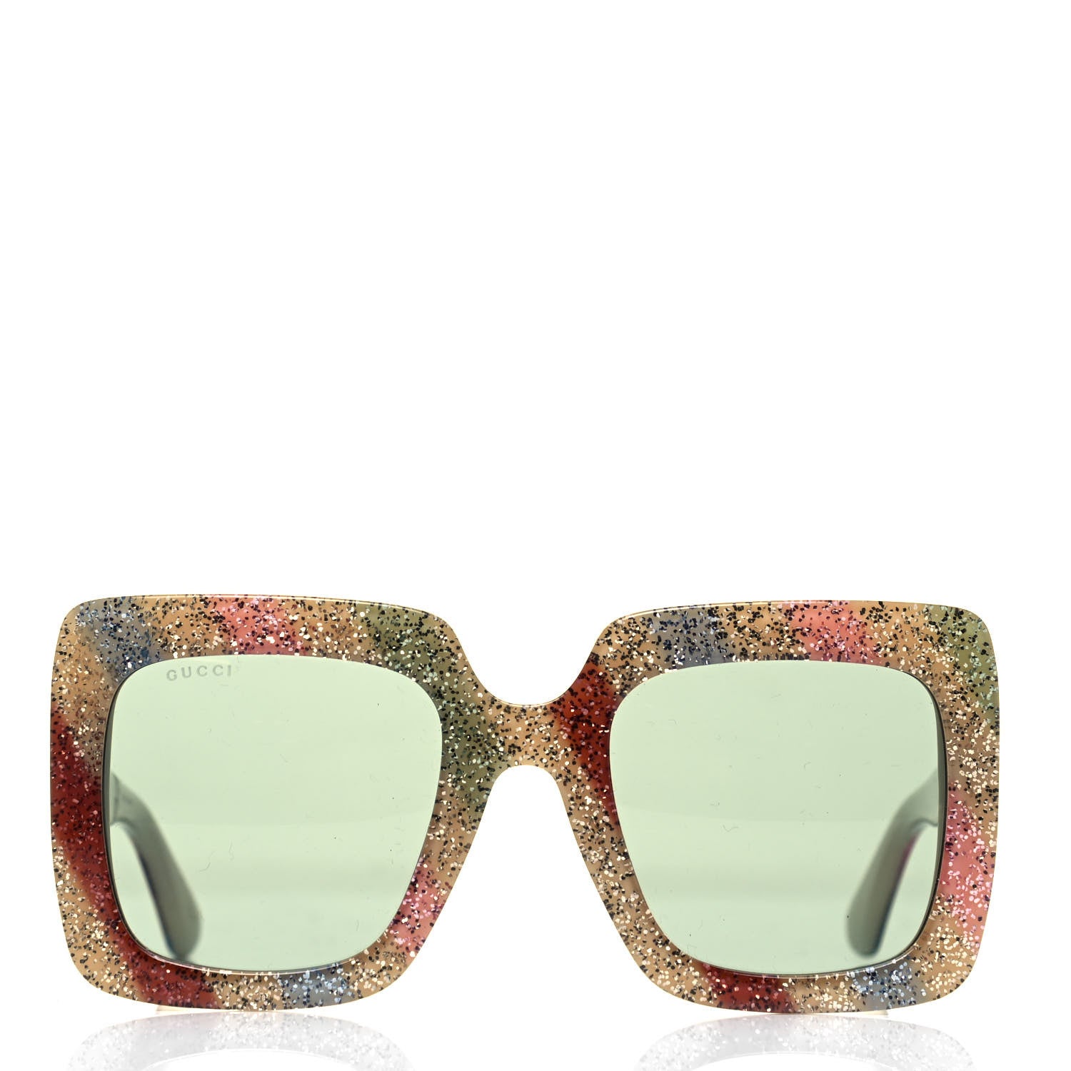 Gucci Square Frame Stripe Glitter GG0328S Sunglasses Ivory Multicolor 2 of 8