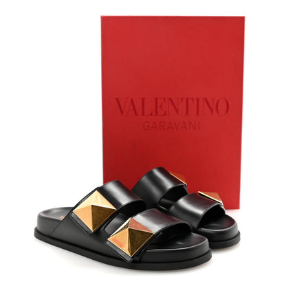 Valentino Garavani Nappa One Stud Slide Sandals 36.5 Black 10 of 10