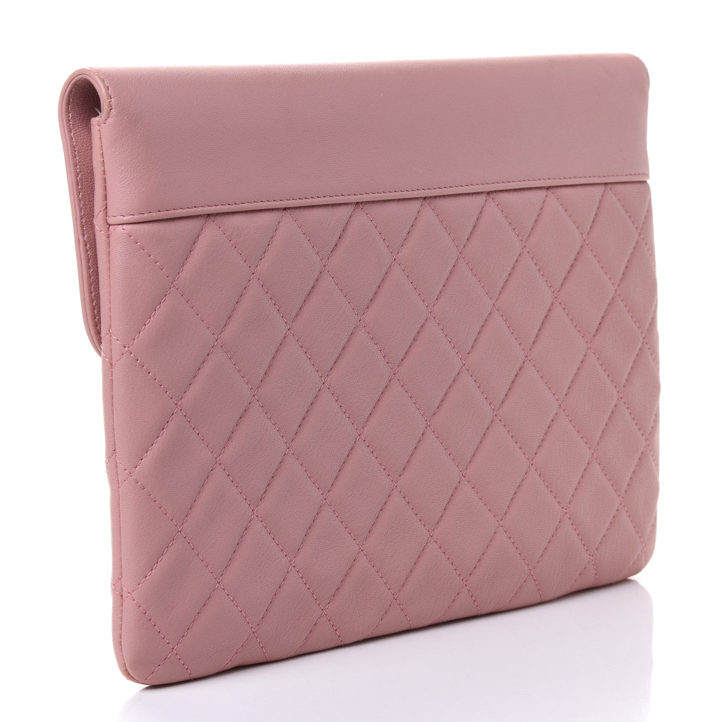 Lambskin Quilted CC Box Pouch Light Pink