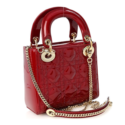 Christian Dior Patent Cannage Mini Lady Dior Red 3 of 10