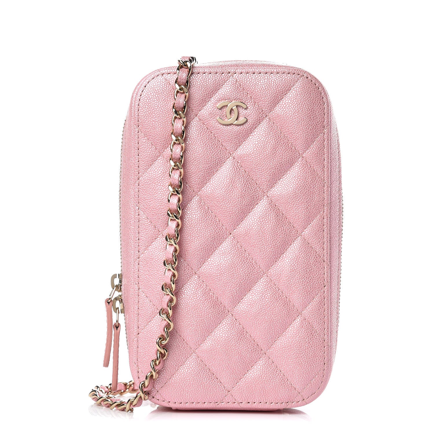 Chanel Iridescent Caviar Quilted Classic Clutch With Chain Pink 1 of 8