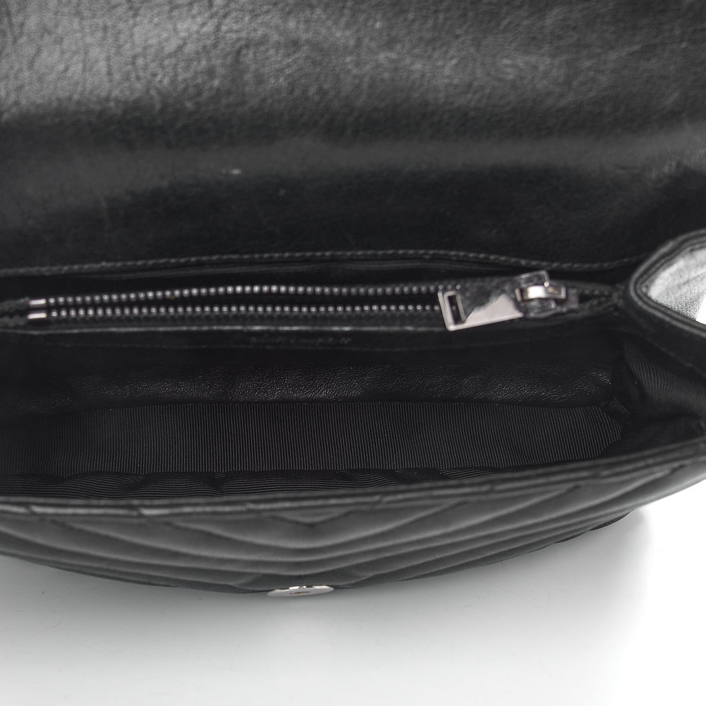 Sheepskin Matelasse Chevron Monogram Medium College Bag Black