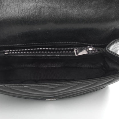 Saint Laurent Sheepskin Matelasse Chevron Monogram Medium College Bag Black 7 of 9