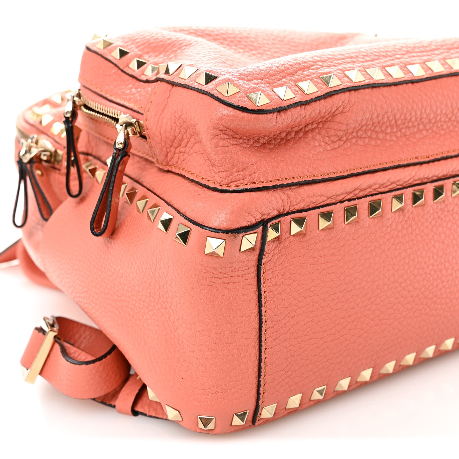 Valentino Garavani Grained Calfskin Medium Rockstud Backpack Coral 8 of 10