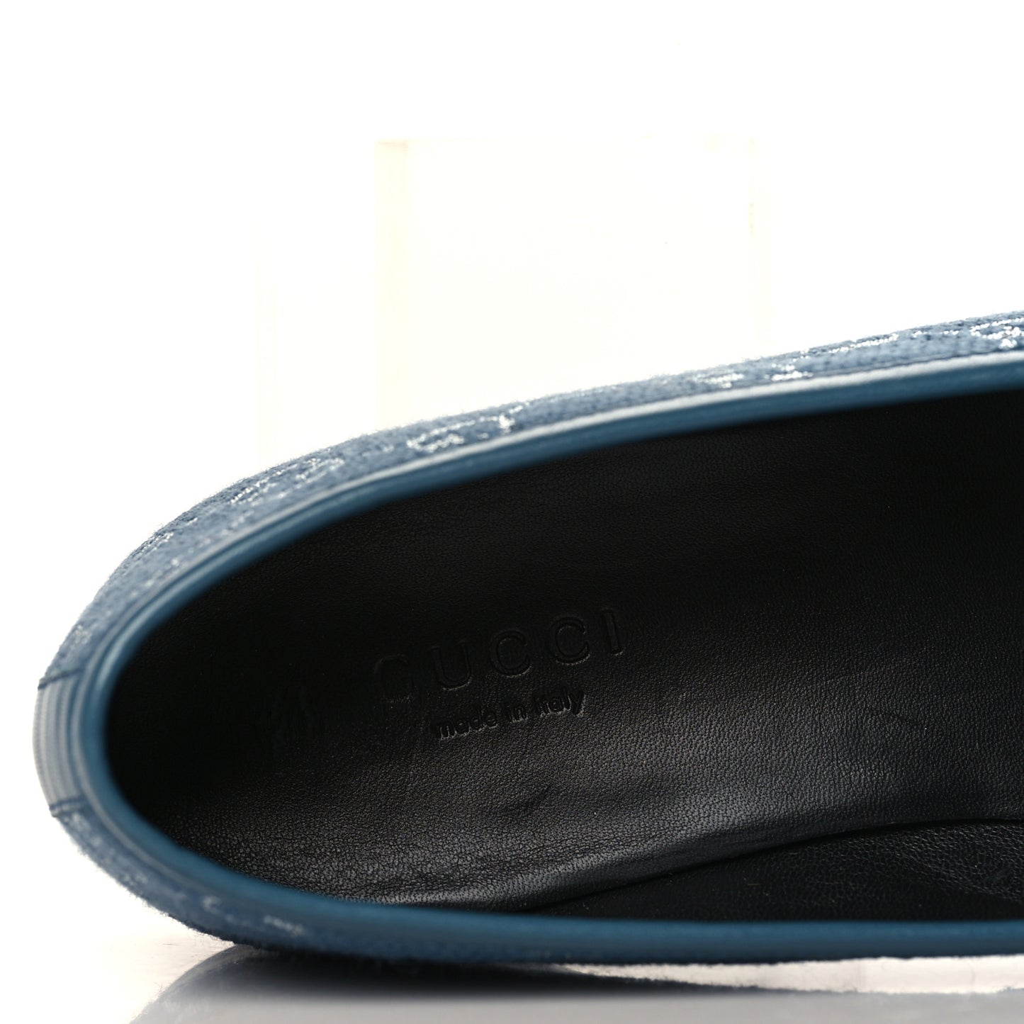Canvas Lame GG Monogram Horsebit Womens Jordaan Loafers 38 Blue Silver Cornflower Blue