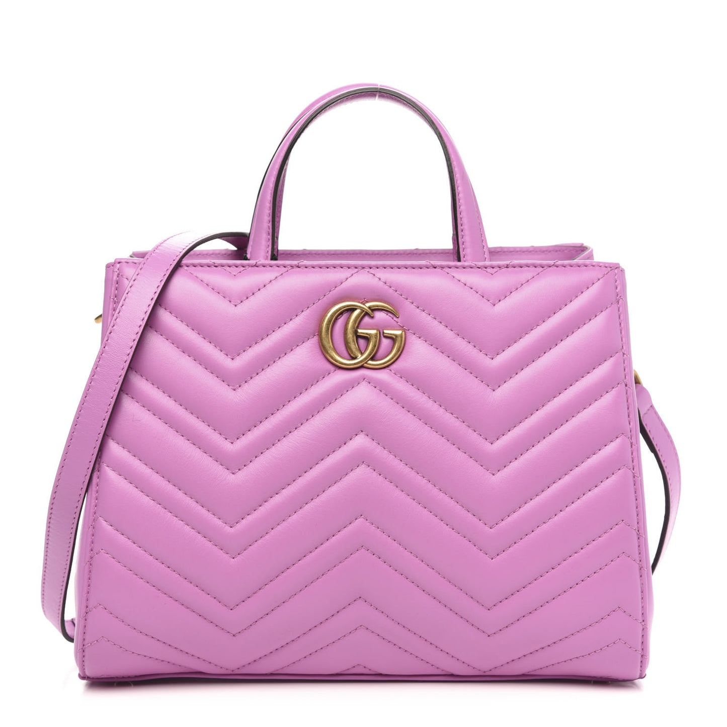 Calfskin Matelasse Small GG Marmont Tote Candy Mousse