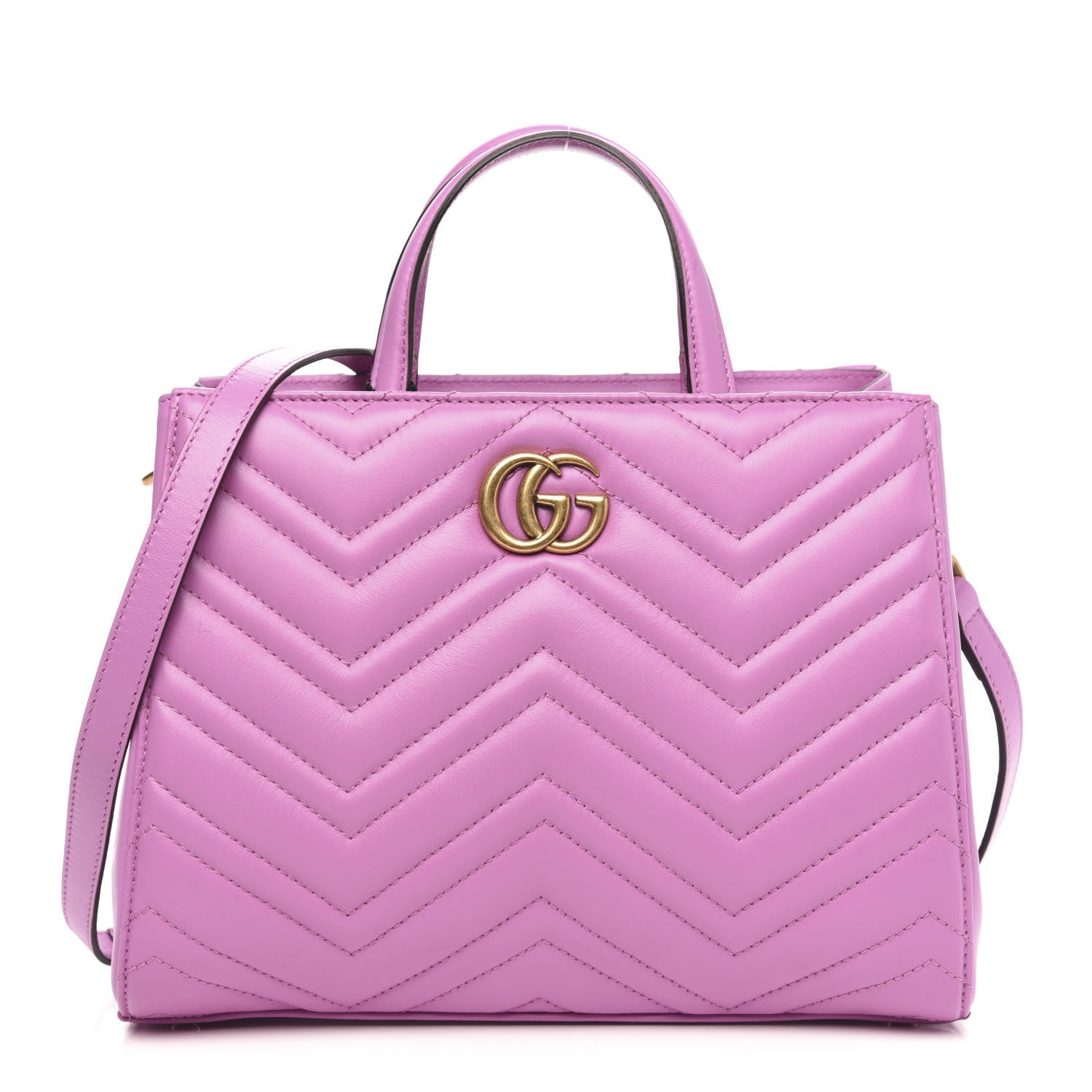 Gucci Calfskin Matelasse Small GG Marmont Tote Candy Mousse 1 of 10