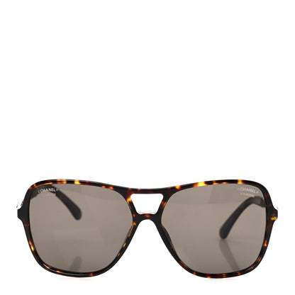 Chanel Metal Calfskin Polarized CC Chain Polarized Pilot Sunglasses 5439-Q-A Tortoise 2 of 9