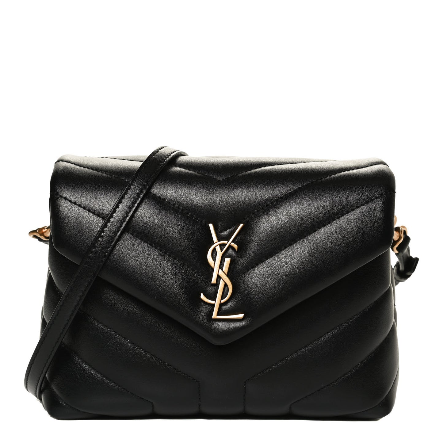 Calfskin Y Quilted Monogram Toy Loulou Crossbody Bag Black