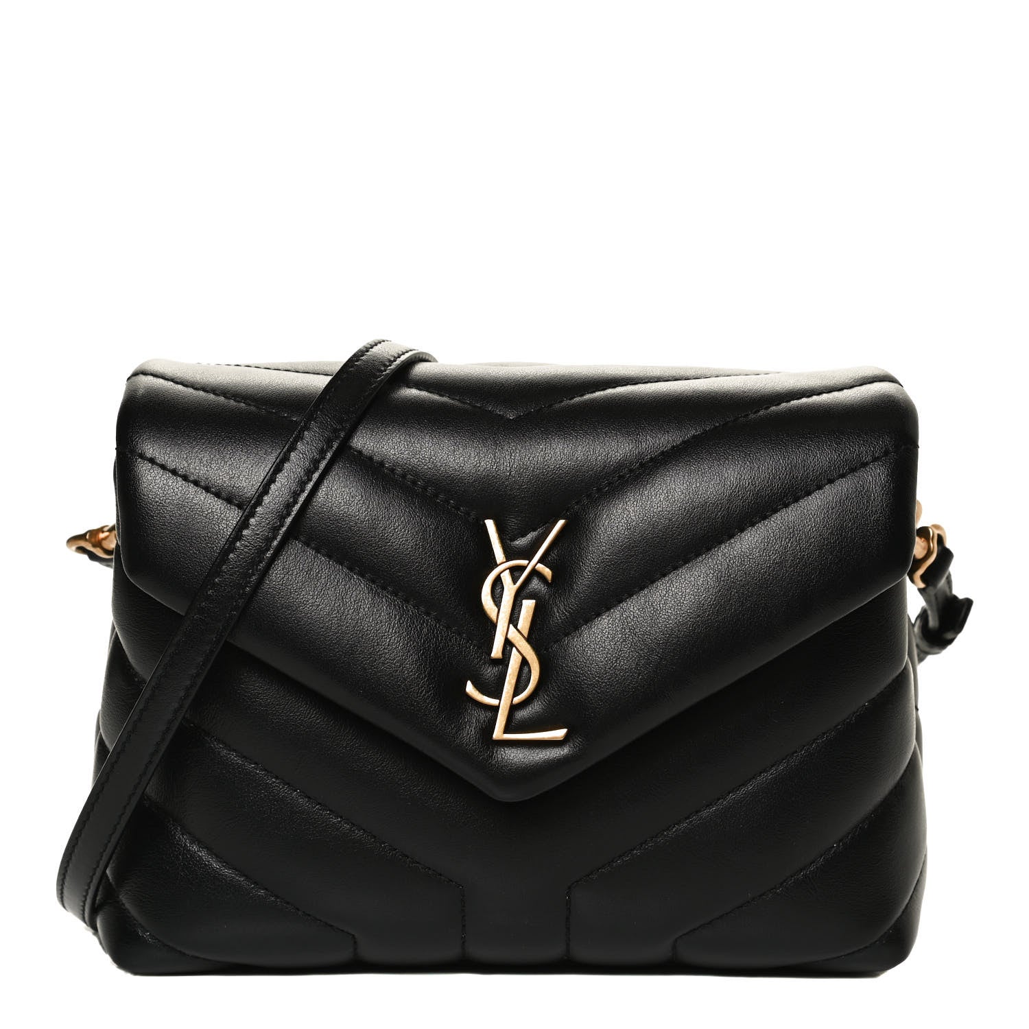 Saint Laurent Calfskin Y Quilted Monogram Toy Loulou Crossbody Bag Black 1 of 15