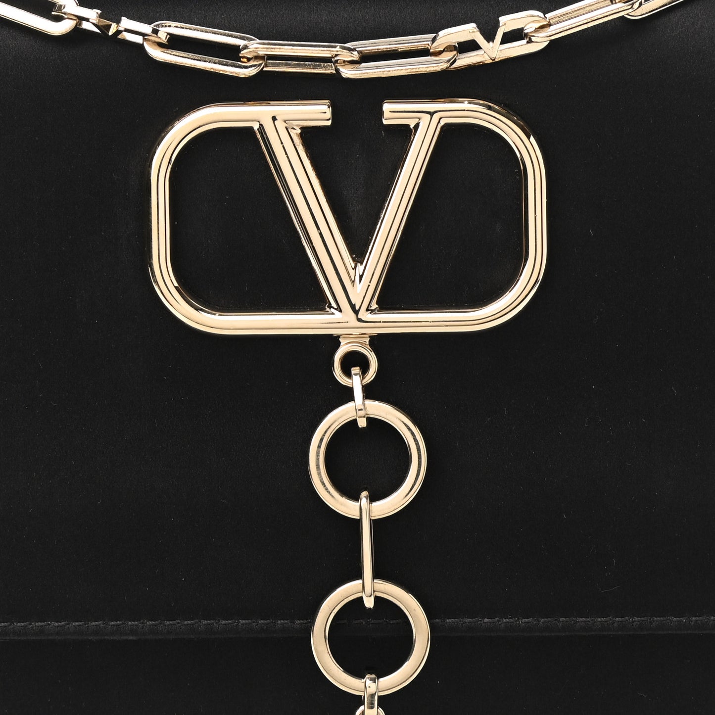 Silk Satin VCase Shoulder Bag Black