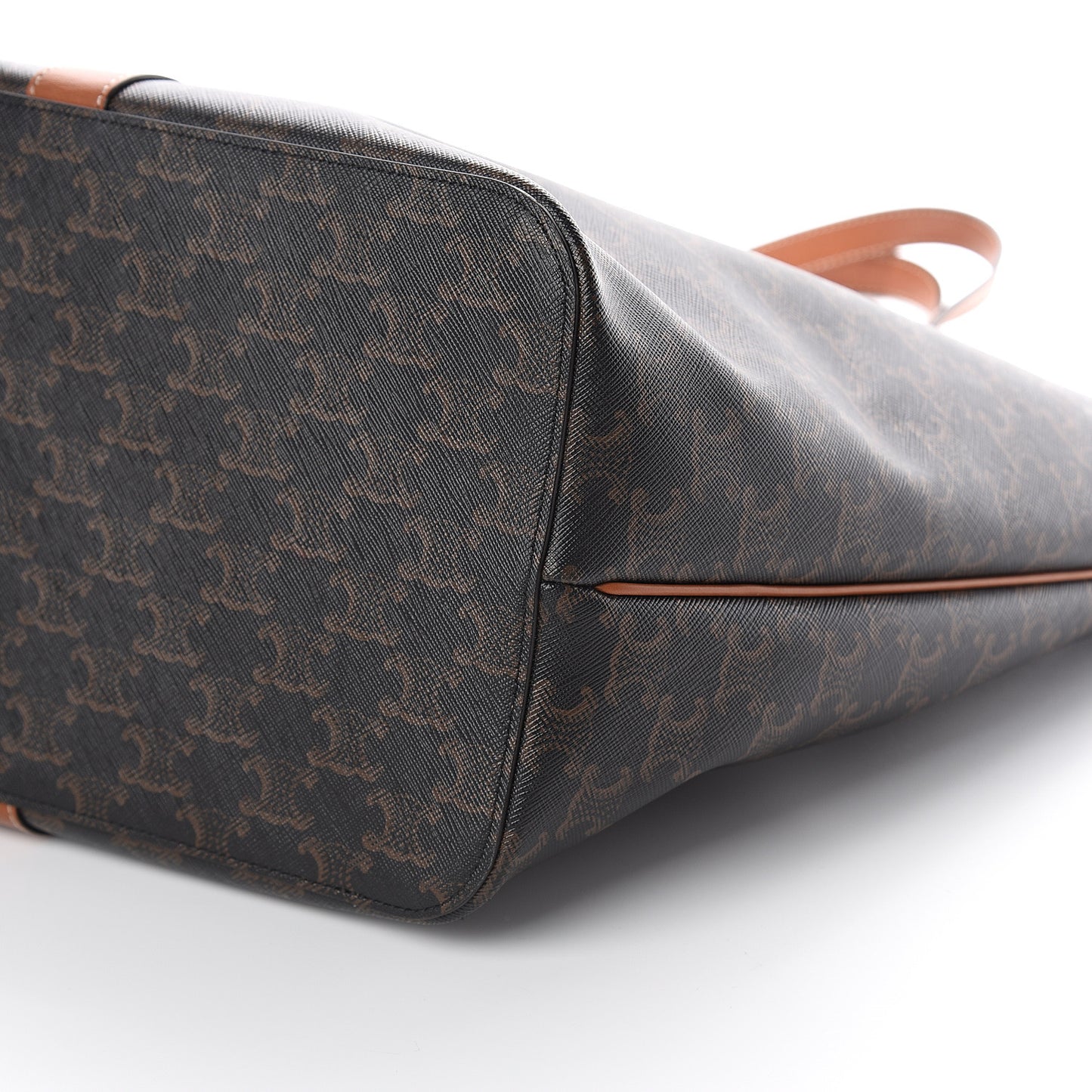 Triomphe Canvas Calfskin Medium Cabas Bag Tan