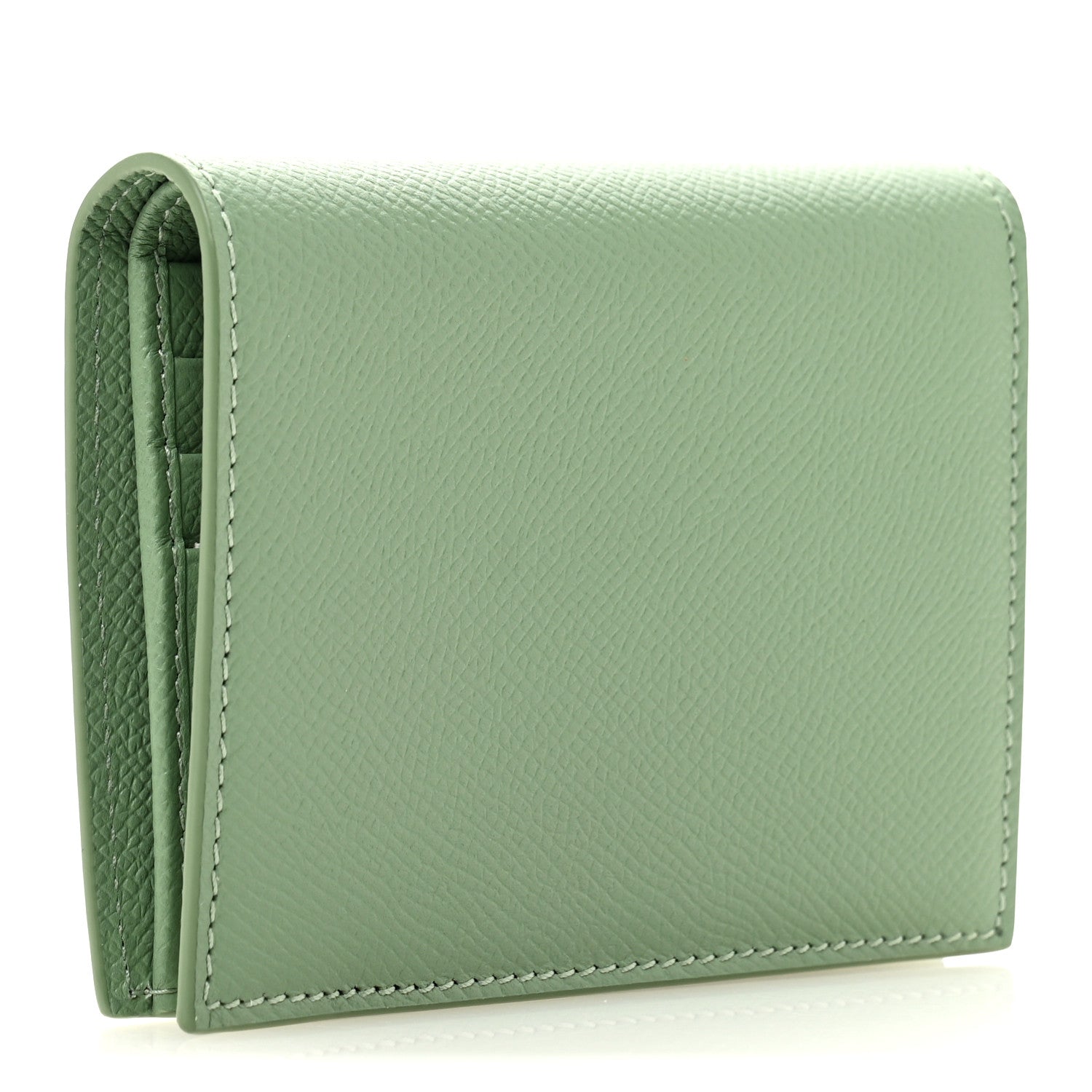 Salvatore Ferragamo Grained Calfskin Folding Wallet Seagrass 3 of 7