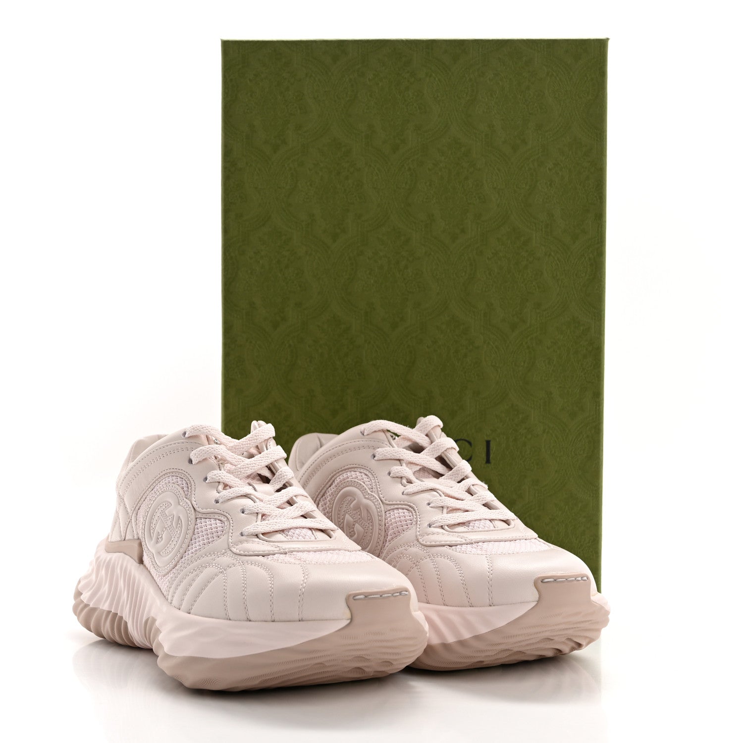 Gucci Calfskin Interlocking G Ripple Womens Platform Sneakers 38 Light Pink 8 of 8