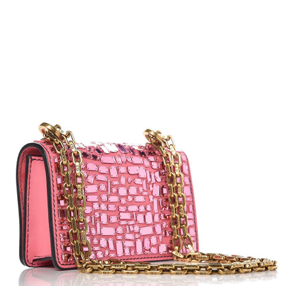 Christian Dior Smooth Calfskin Embroidered Mosaic of Mirrors Mini J'Adior Chain Flap Bag Pink 3 of 7