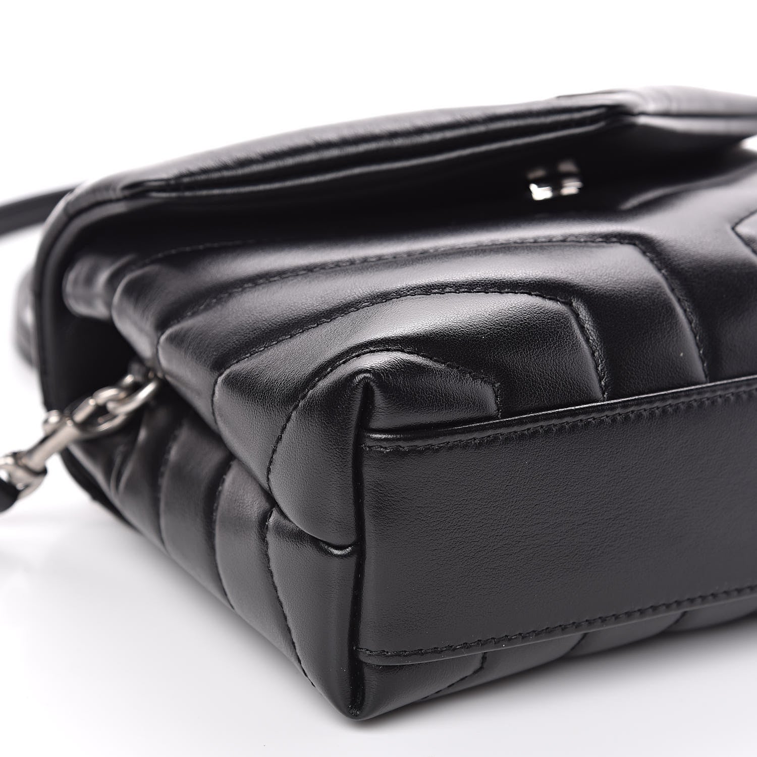 Saint Laurent Calfskin Y Quilted Monogram Toy Loulou Crossbody Bag Black 7 of 9