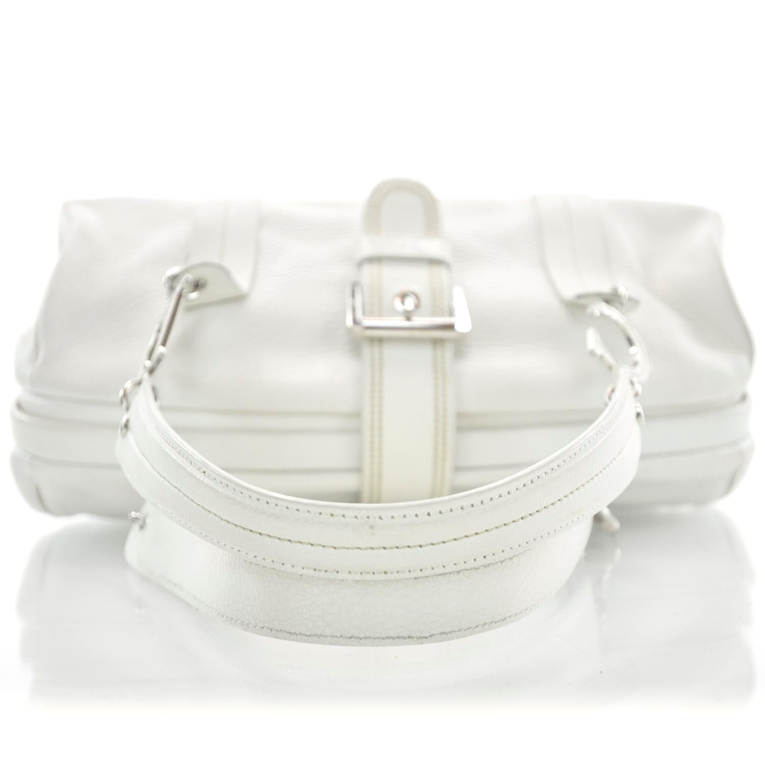 Christian Dior Leather Charm Satchel White 5 of 10