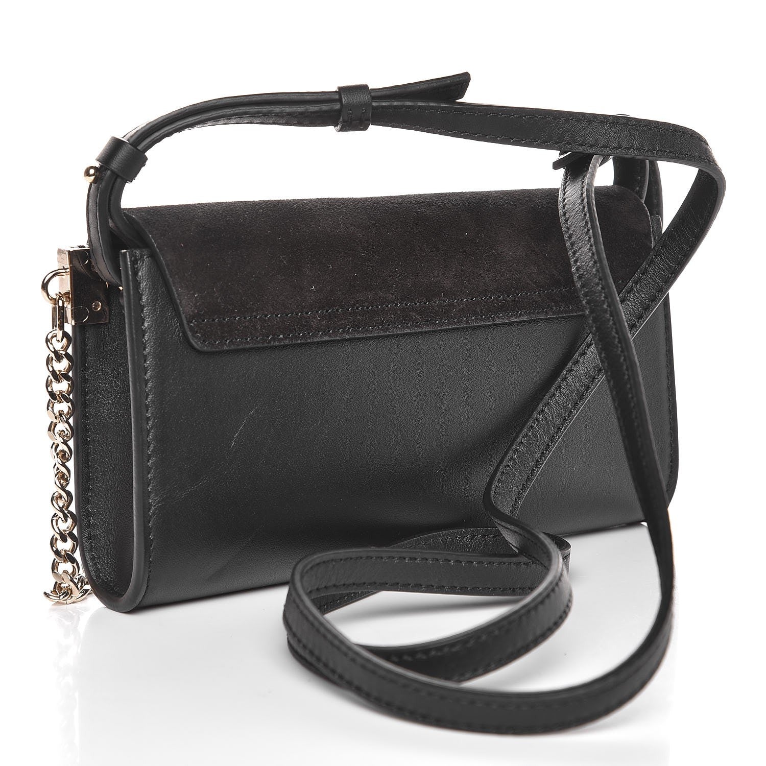 Chloe Suede Calfskin Mini Faye Shoulder Bag Black 3 of 7