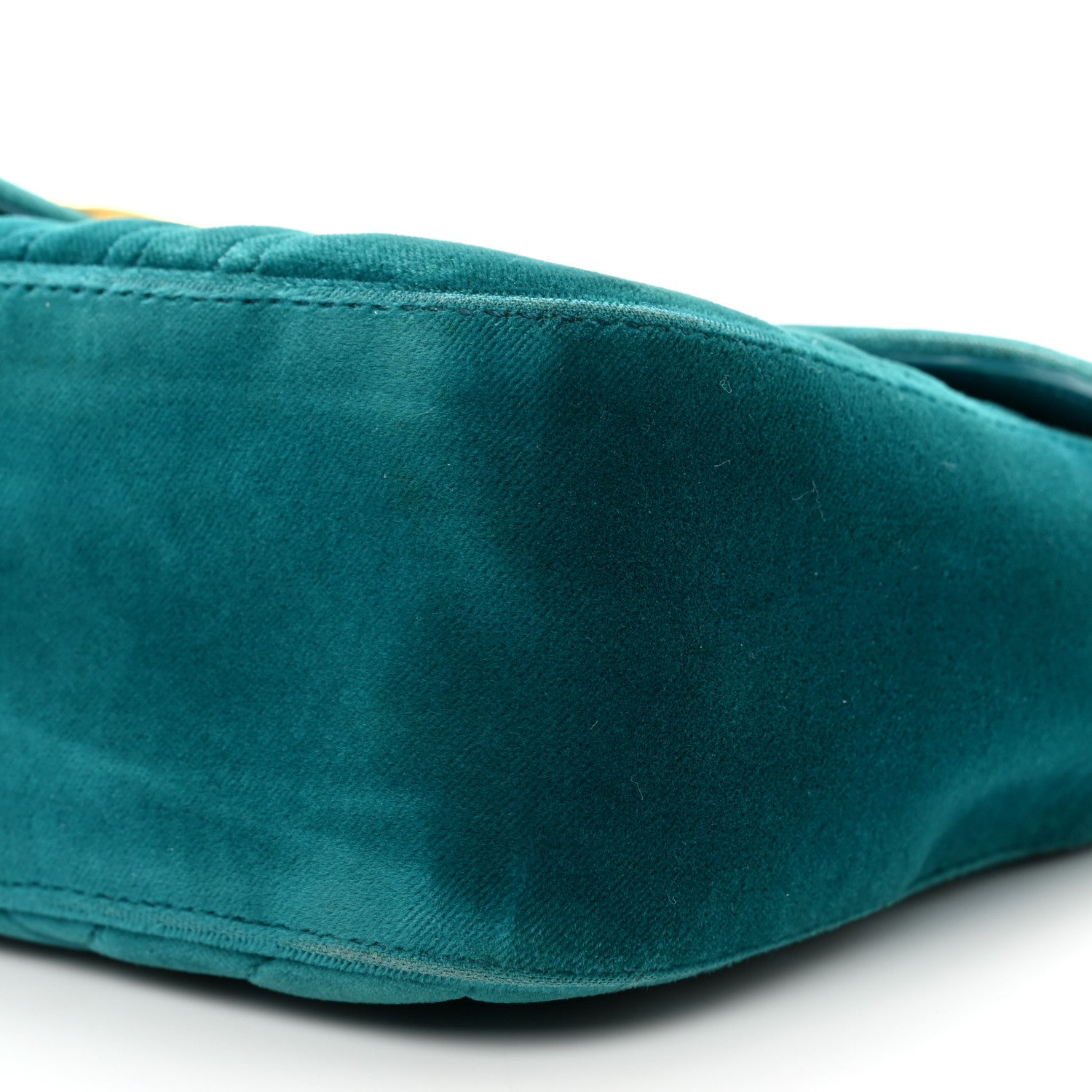 Gucci Velvet Matelasse Small GG Marmont Shoulder Bag Pavone Cyan 10 of 11