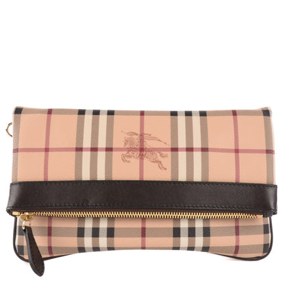 Burberry Haymarket Check Adeline Foldover Clutch Brown 1 of 9