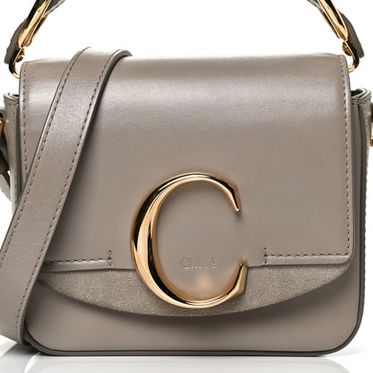 Chloe Shiny Calfskin Suede Mini C Double Carry Motty Grey 9 of 17