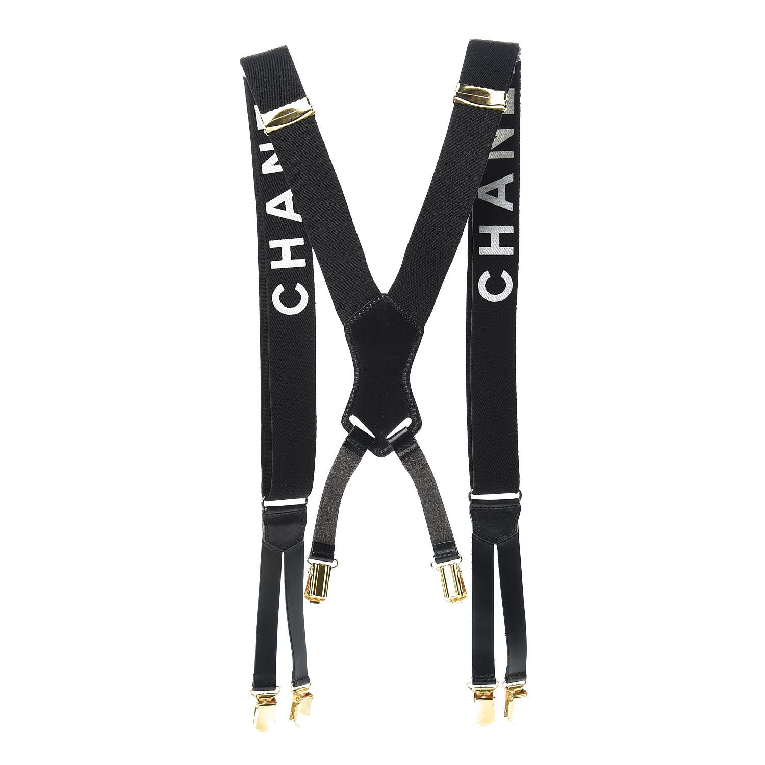 Chanel Logo Suspenders Black White 4 of 8