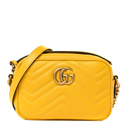 Gucci Calfskin Matelasse Mini GG Marmont Chain Shoulder Bag Stone Topaz 1 of 11