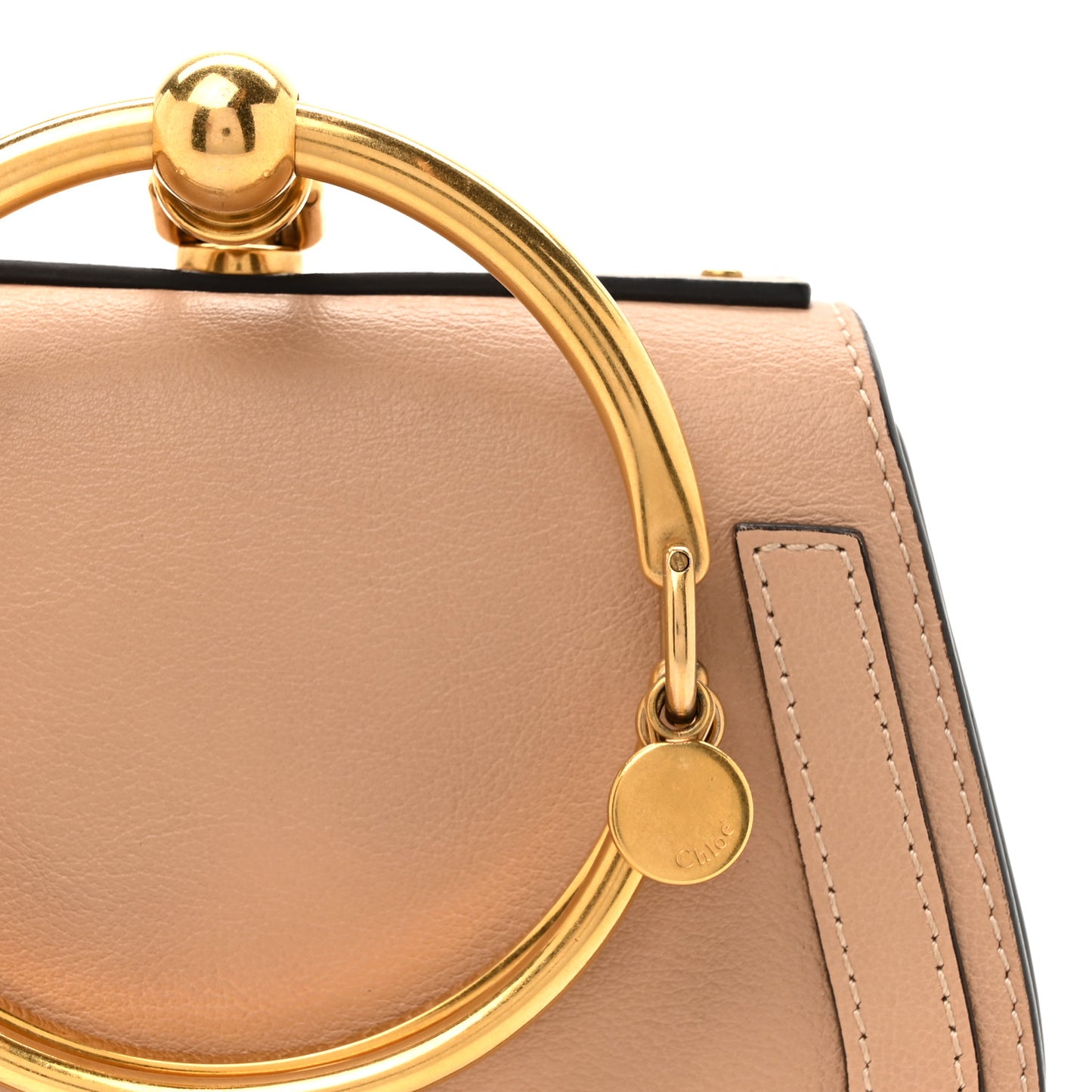 Calfskin Suede Small Nile Bracelet Bag Biscotti Beige