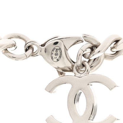 Chanel Pearl Crystal CC Chain Choker Necklace Silver 3 of 3