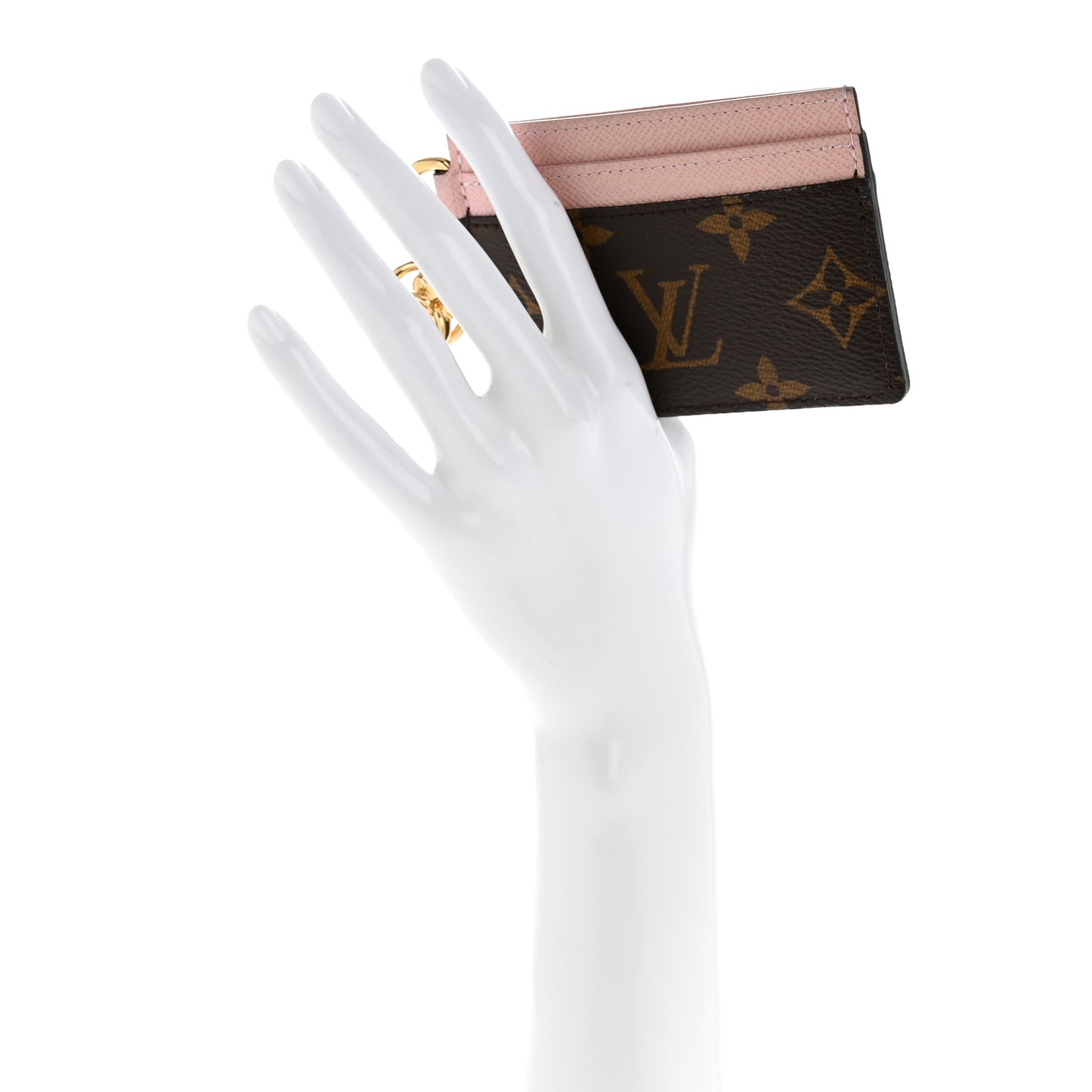 Monogram LV Charms Card Holder Rose Ballerine