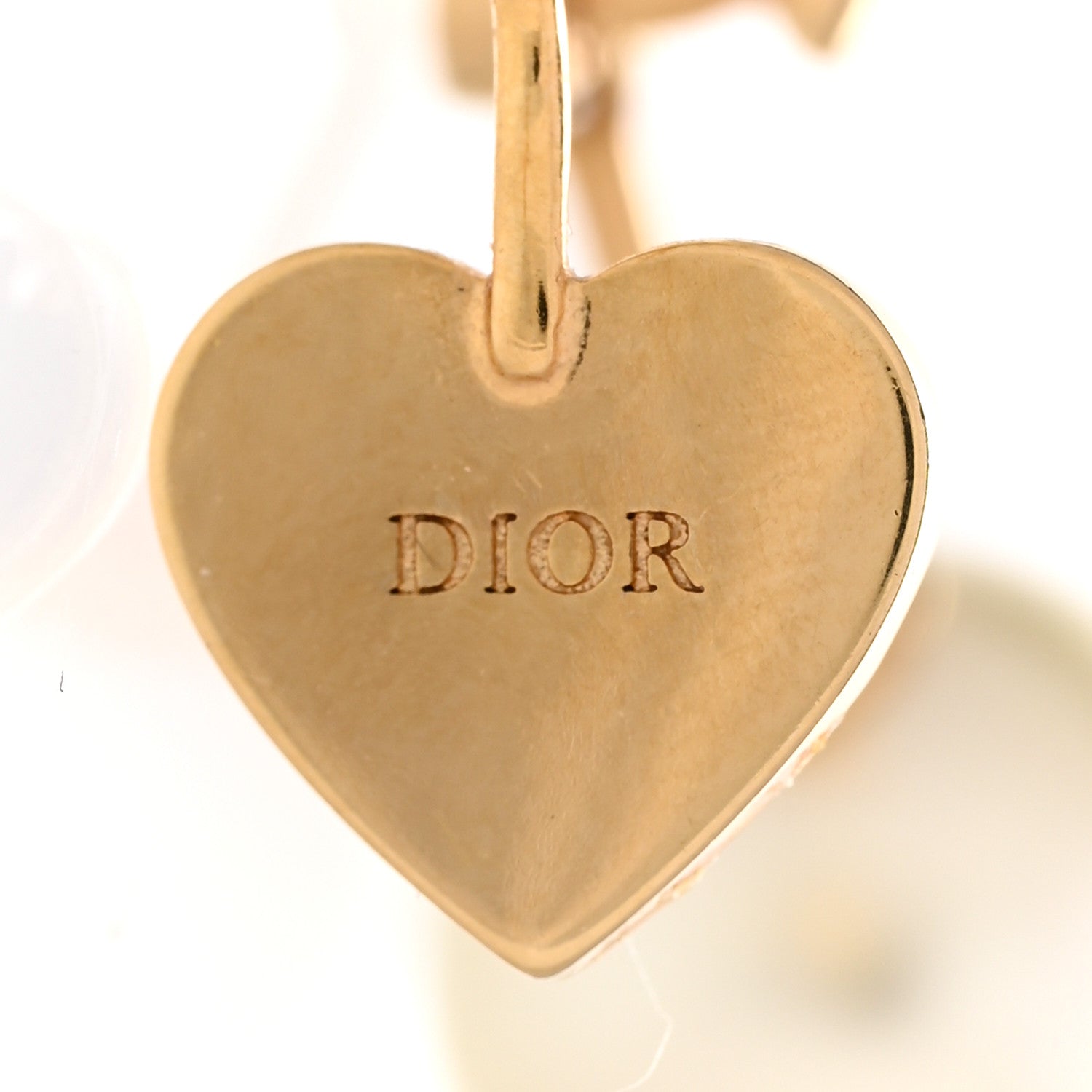Christian Dior Pearl Crystal Heart Tribal Earring Gold 4 of 4