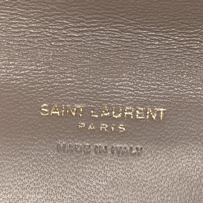 Saint Laurent Lambskin Matelasse Chevron Monogram Cassandre Flap Pouch Dark Beige 6 of 7