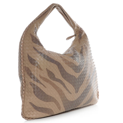 Bottega Veneta Nappa Snakeskin Intrecciato Maxi Veneta Tiger Print Hobo Maple 3 of 8
