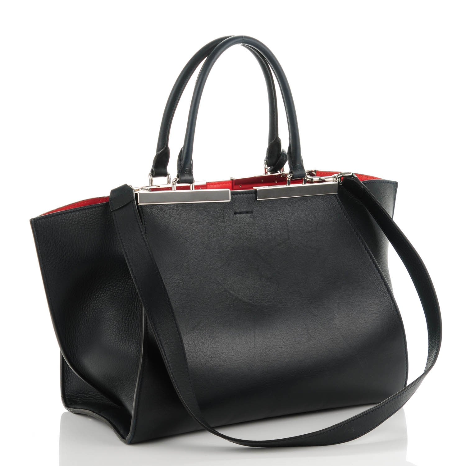 Fendi Vitello Dolce Marmol Shiny Nappa Petite 3Jours Tote Blue Notte 3 of 9