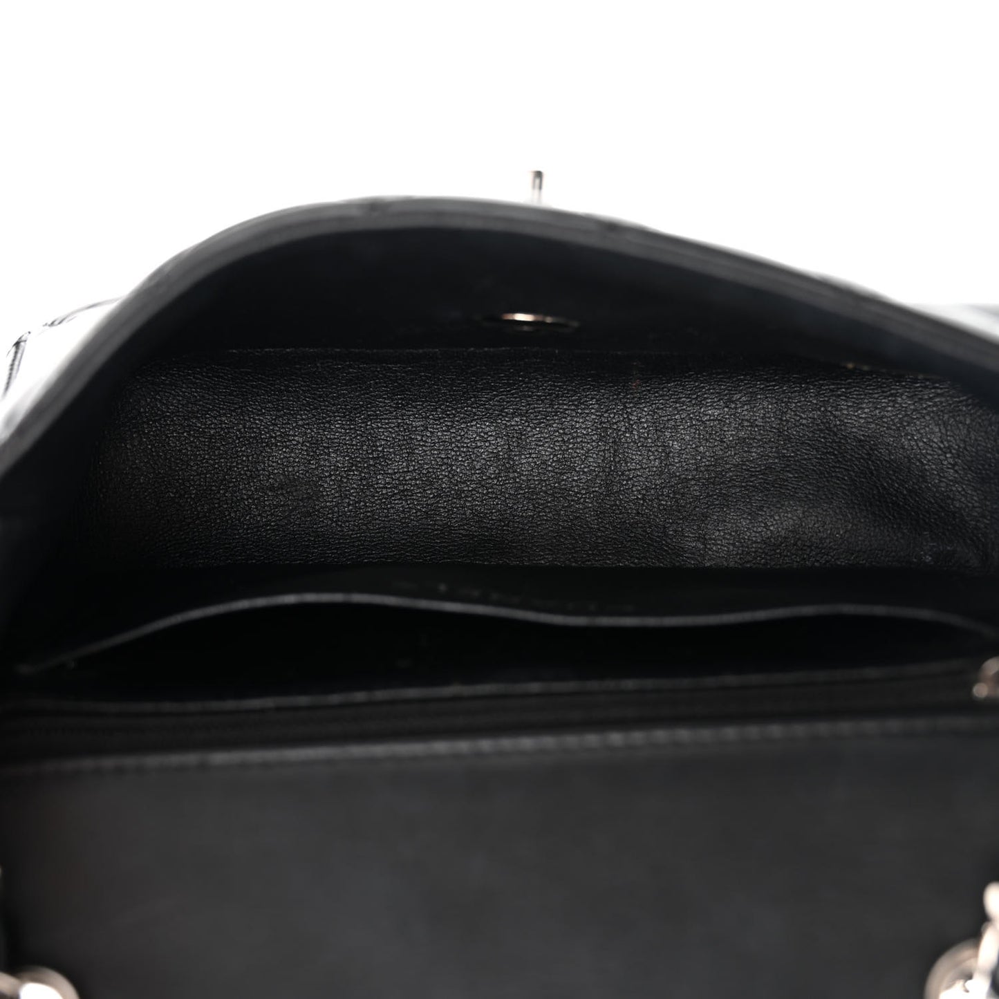 Patent Calfskin Quilted Mini Rectangular Flap Black