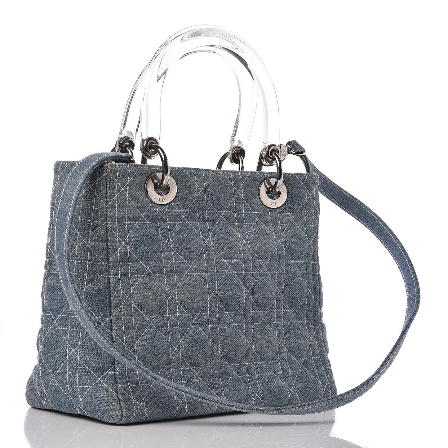 Denim Cannage Medium Lady Dior Light Blue