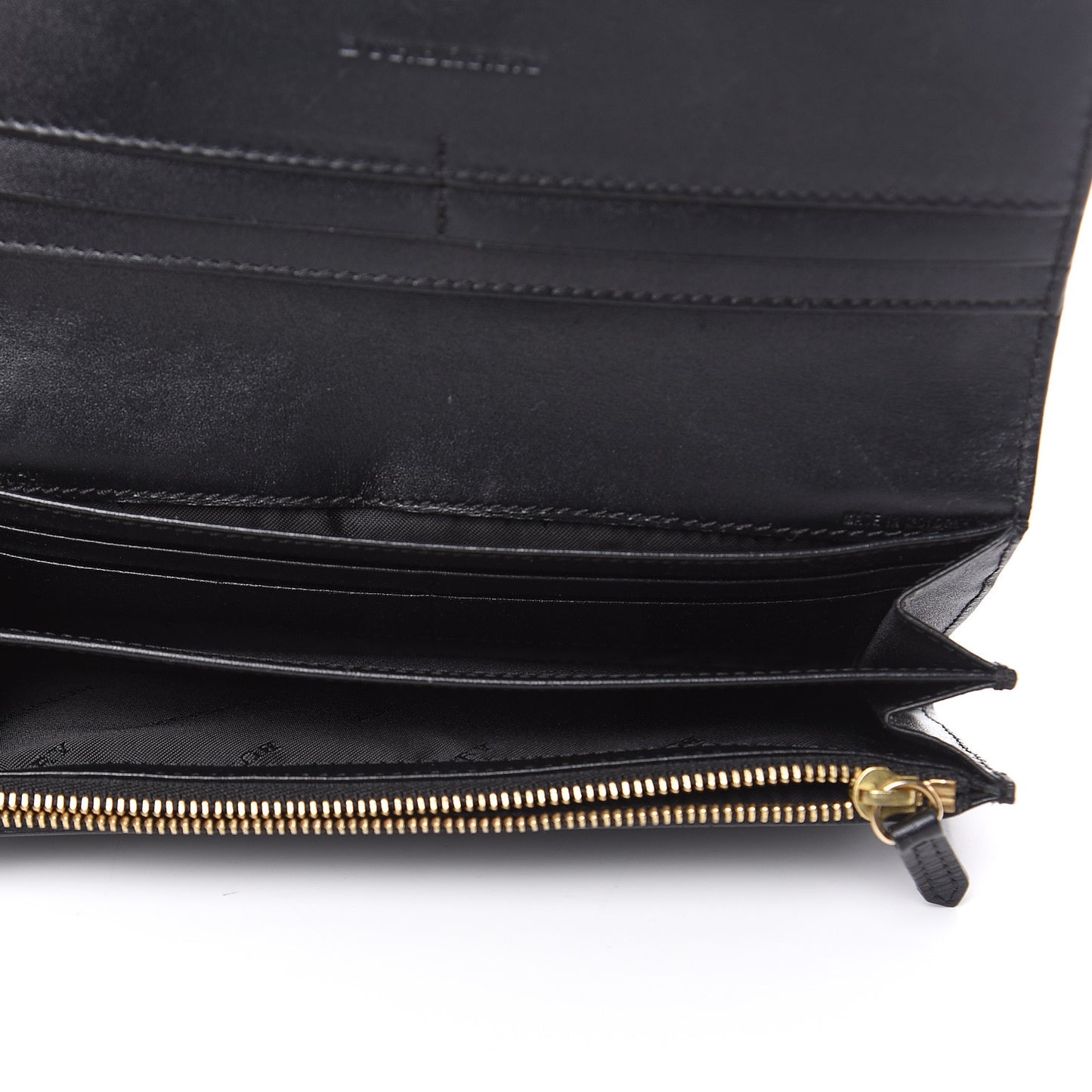 Signature Grain Calfskin Check Embossed Porter Continental Wallet Black
