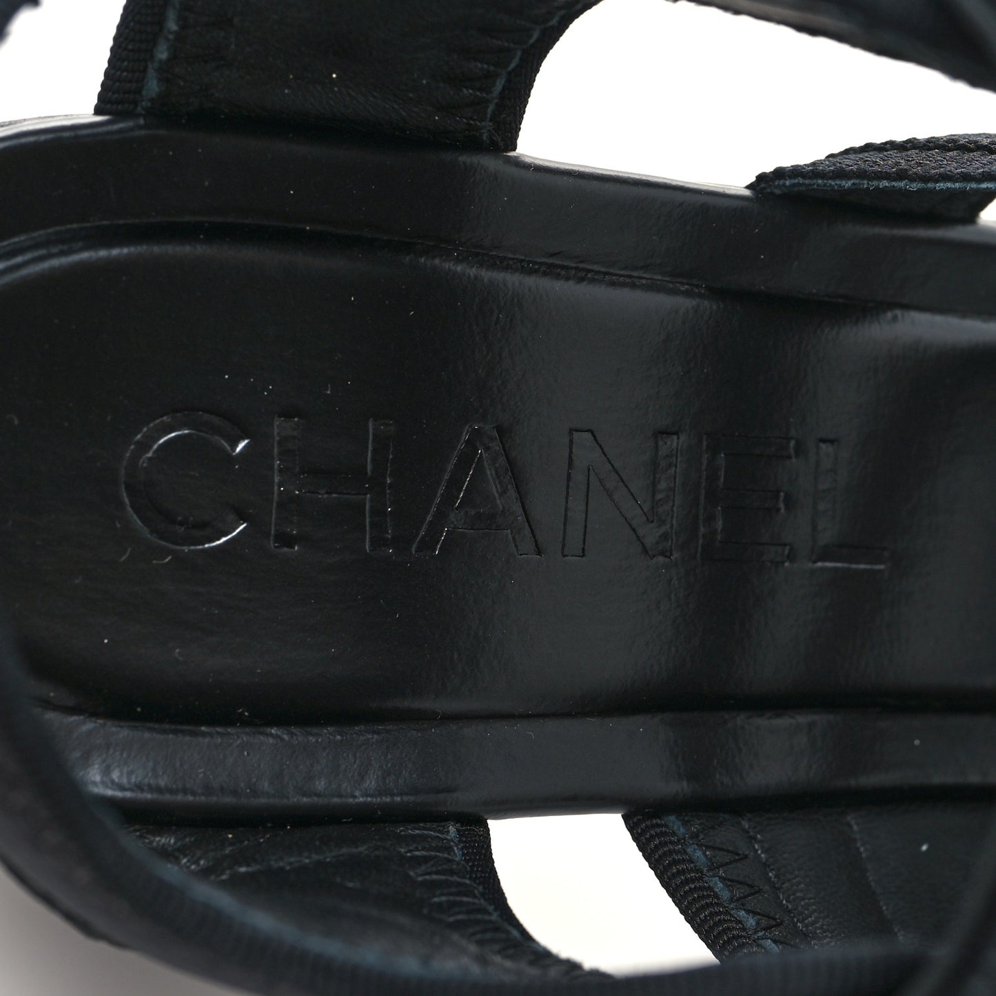 Fabric Metal CC Logo Sandals 37.5 Black
